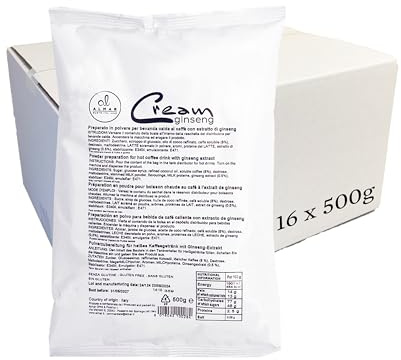 Almar Caffè Solubile Ginseng, Polvere Ginseng con Nota al Gusto Caramello Solubile, 100% Made in Italy - OFFERTA RISPARMIO 16 Buste da 500 Grammi