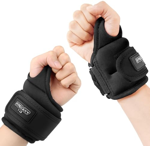 Frelaxy Wrist Weights with Thumb Loops Lock for Men Women 1lb*2 2lbs*2 3lbs*2 Ankle Weights Weighted Gloves for Running Strength Training Yoga Walking Exercises (Black, 1 lb x 2)
