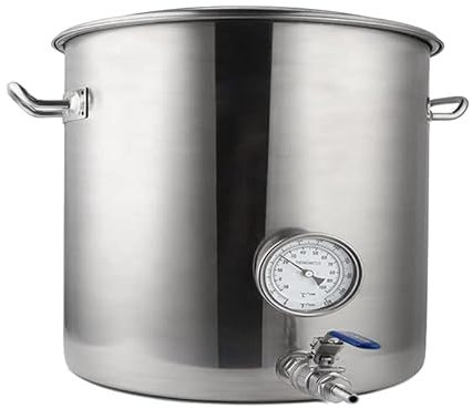 KUANGGE Handelsüblicher Suppentopf, Edelstahltopf, Braukessel, 19 l/30 l/45 l/60 l/95 l, Braueimer mit Thermometer und Ventil zum Kochen und Brauen zu Hause, 30 x 30 cm
