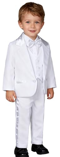 mintgreen Costume et Vestons Garcon, Enfant Smokings Vetement Bapteme Bebe Manche Longue Tenue De Mariage, Blanc, 9-12 Mois, 90