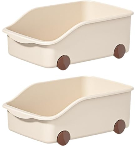 perfk Lot de 2 bacs de rangement pour armoires de cuisine avec roulettes pour placard, sous l'évier, congélateur