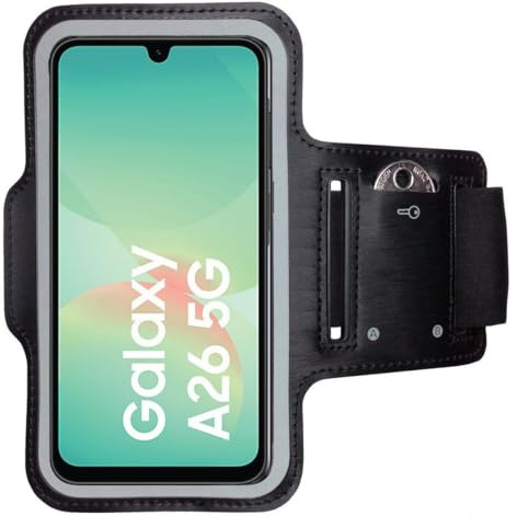 CoverKingz Bracciale sportivo per Samsung Galaxy A26 – Custodia da braccio con scomparto per chiavi, supporto per braccio, sportivo, colore nero