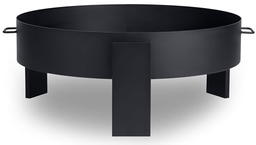 Berdsen Feuerschale 80 cm Feuerstelle Outdoor Feuerkorb Garten Rostfrei Stahl Pulverbeschichtet Schwarz
