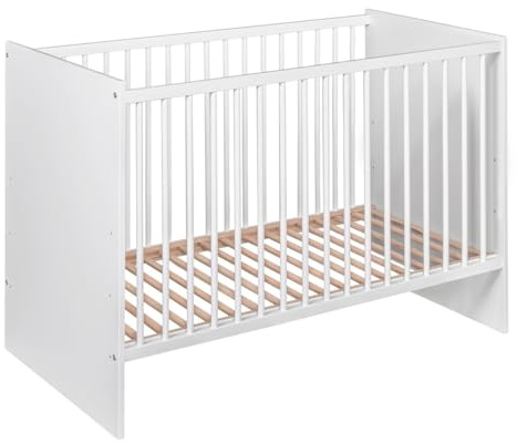 Paula Lit bébé évolutif à barreaux Vernis écologique Design Moderne Blanc 120x60 cm
