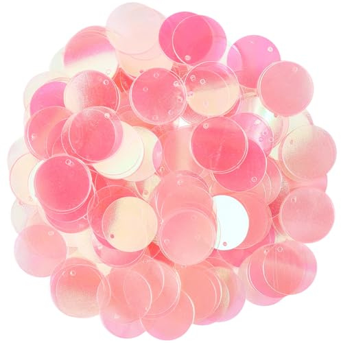 CABODYALS 454 Stück Pinke Klare Pailletten Rund Flach Schillernd Lose Groß 20mm Mit Einem Loch ab Farbe Kunststoff Pailletten Zum Nähen Basteln Party Tanzen Kleid Dekor DIY