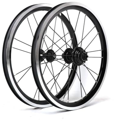 16inch 305 BMX Wheelset with 9T Sprocket, Single-Speed, Folding Bike V-Brake Wheel Set, Front 2 Rear 4 Bearing Hub, Bolt On, Aluminium Alloy Bike Rims