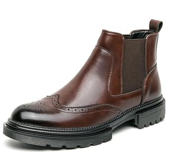 SPPEOUKJ Eleganti stivaletti in pelle da uomo, classici, for il tempo libero, da passeggio, da lavoro, da esterno, stivali Chelsea, calzature da uomo(Brown,41(EU-40))