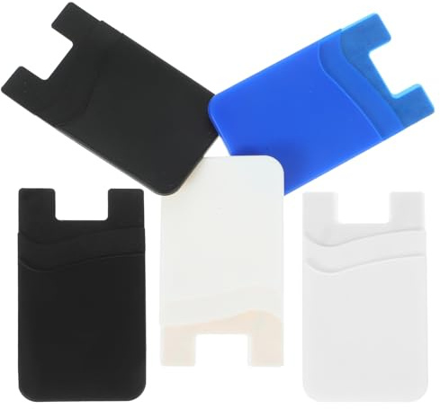 Healifty 5 pezzi Portacarte Adesivi per Telefono Retro in Silicone Doppio Tasca Antiscivolo per Carte di Credito Protettivo e Resistente per Smartphone