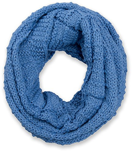 styleBREAKER Unisex Strick Loop Schal kariert, Uni Feinstrick Schlauchschal, Winter Strickschal 01018154, Farbe:Blau