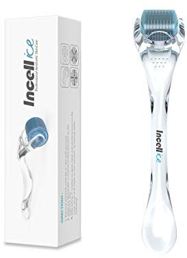 INCELLICE Derma Roller 0.5mm, 200 Real Individual Needles, Microneedling Roller for Hair Beard Growth, Titanium Micro Needling Roller for Face Body Scalp Men and Women