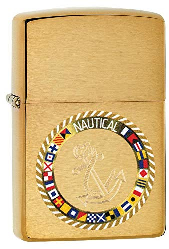 Zippo - Mechero con diseño de Placa Rugosa, Dorado, latón Pulido, Imagen a Color, Recargable, Reutilizable, diseño Resistente al Viento, Caja de Regalo, Fabricado en Estados Unidos