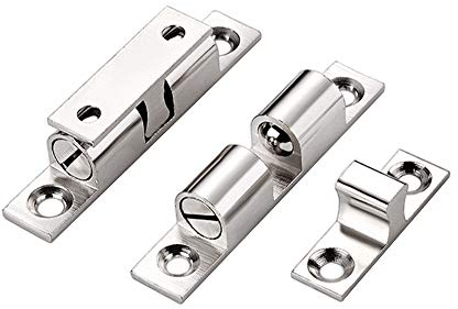 RuoFeng 50mm Furniture Cabinet Door Nickel Plated Copper Dual Ball Roller Catch Latch 10 Pcs
