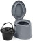 GYMAX Tragbare Reisetoilette, Campingtoilette mit abnehmbarem Eimereinsatz, Mobile Toilette mit Deckel, mit Toilettenpapierhalter, leicht & belastbar, für Camping, Reisen, Wandern & Wohnmobil (Grau)