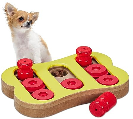 Relaxdays Juguete Inteligencia Perro, Juego Olfativo Mascota para Ocultar Premios, MDF, 2,5 x 19,5 x 14 cm, Multicolor