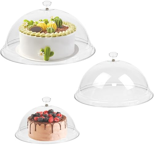 3 Stück Tortenständer Kuchenglocke Patisserie Dome mit Universalglocke, 20,3 cm, 25,4 cm, 30,5 cm, Kunststoff Tortenglocke, Großer Kuchenplatte Rund für Backen Dekorativ, Kuchen, Partys