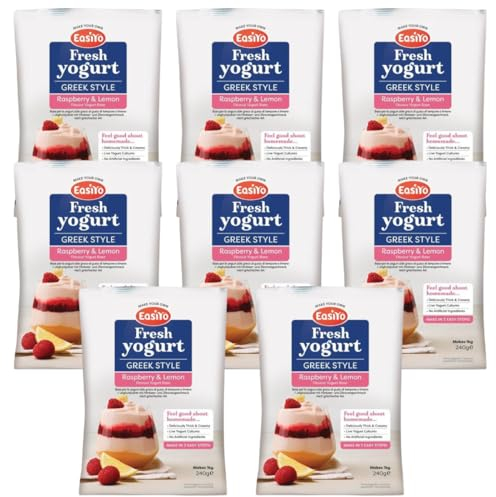 EasiYo Yogurt Greek Style Raspberry and Lemon 8 Pack Yoghurt