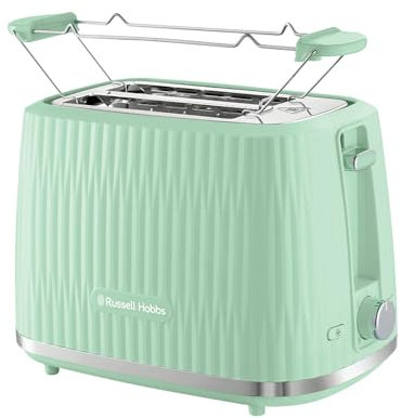 Russell Hobbs Toaster [für 2 Scheiben] Eden (6 Bräunungsstufen, Hebefunktion, Auftau-, Aufwärm- & Stoppfunktion, Krümelschublade, Brötchenaufsatz, Pistazie 27374-56