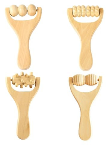 Pack De 4 Masseurs À Main, Masseur Manuel, Masseur En Bois, Masseur À Rouleaux, Adapté À La Taille, Aux Jambes, Au Cou