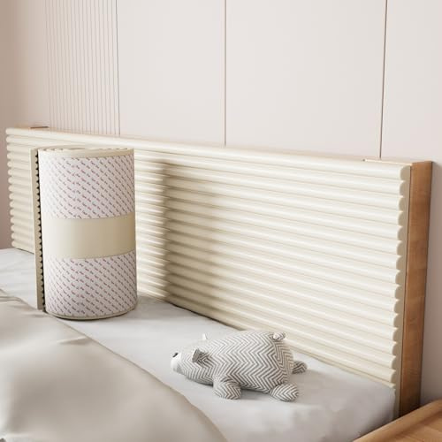 APMOE Pannelli Imbottiti per Pareti Bambini 200 cm - DIY Tagliabile Pannello Imbottito, Testiera Cuscino da Parete Letto, Spugna Sddensata Pannelli Imbottiti Parete Letto Decorativi(Beige,20x200cm)
