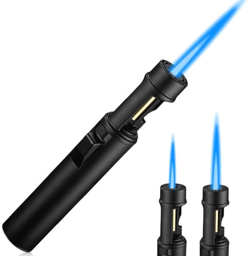 Jetflamme, accendino tempesta, 20 cm, ricaricabile, per candele, cucina, barbecue, campeggio (senza gas) (nero, L)