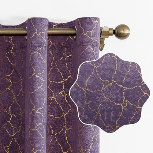 Ystyle Sammetsgardiner om 2 Set, 117x137cm, Gardiner Vardagsrum, Mörkläggningsgardiner, Termiska Gardiner Sammet, Värmeisolerande Gardiner, Gardin Med Öljetter för Vardagsrum Sovrum, Ljuslila