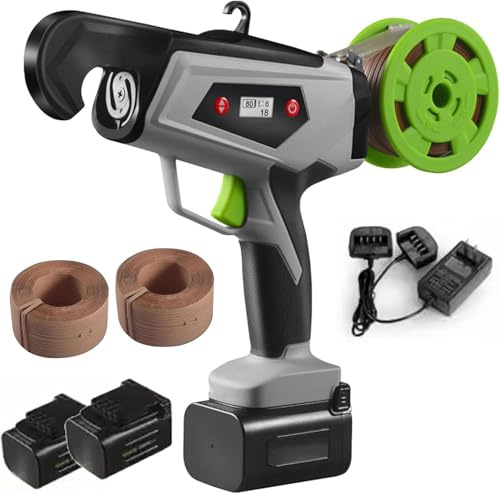 Atadora eléctrica de viñedos, giros de flejado ajustables, pantalla digital, diámetro máximo del paquete de 25 mm, ideal para uvas, frambuesas, tomates