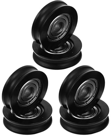 Cabilock 6 Piezas de Rodillos de Polea Guía para Puertas Correderas y Ventanas Corredizas, Material Pom Negro Ranura en U, Larga Vida Útil y Reducción de Ruido para Oficinas y Bibliotecas