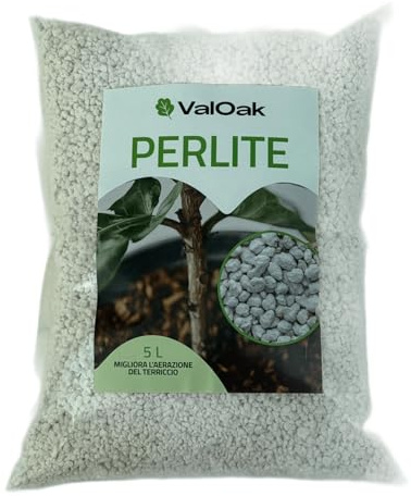 ValOak Perlite 5 L – Substrato Inerte Espanso per Piante e Orto | Migliora Aerazione e Drenaggio Terreno | Per Semina e Coltivazione | Made in Italy