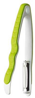 Excelsa Co Pela Asparagi Comodo e Funzionale. Pratico per l'uso Grazie ai Manici in Gomma Antiscivolo, Polipropilene, Verde, Bianco, 18 cm