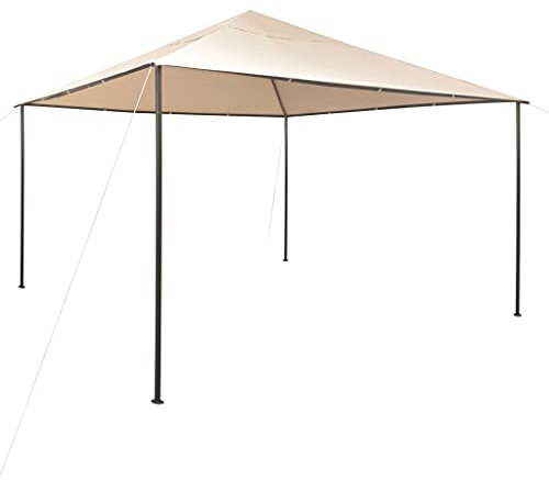 vidaXL Tenda a tendina Padiglione Patio Gazebo da Giardino Tenda di Nozze Pieghevole Esterno Terrazza Picnic Barbecue 4x4 m Beige Acciaio