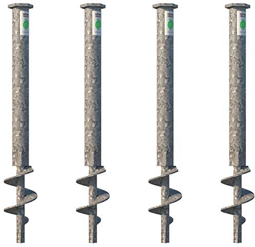 T-BLOCK - Kit professionnel de 4 vis d'ancrage au sol écologique longueur 50 cm Ø 35-17 tête hexagonale de 46 mm avec point fixe M12.