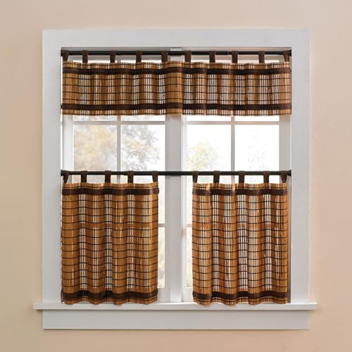 BrylaneHome Tab-Top Tier Set - 60 W 24 L, Honey Oak Brown