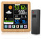 Garsent Wetterstation Funk mit Farbdisplay, Touch Screen Wireless Wettervorhersage mit Alarm, Temperatur Luftfeuchtigkeit Uhr für Innen und außen(holzfarbe)