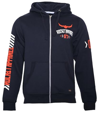 ROCK-IT Apparel huvjacka herr Racer 07, tröja med dragkedja och påsydda fickor, kraftigt och mjukt tyg [storlekar S-5XL] Hoodie Navy XXL