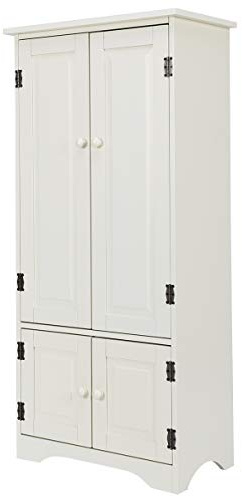 DREAMADE Armoire à 4 Etagères avec Portes pour Enfants, Meubles de Rangement sur Pieds, Panneau de Stockage Réglable&Utilisation Large pour Chambre, Salon, Bureau, Blanc/Noir (Blanc)
