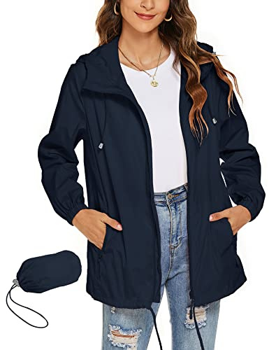 Rapbin Trench Coats for Women Lightweight Summer Hooded Packable Raincoat