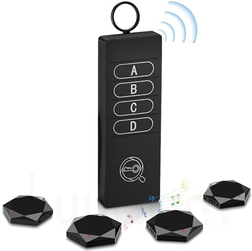 Luubom Key Finder 1 Transmitter 4 Receivers, 80dB+ Wireless Item Locator 164ft Range for Keys Remote Pet Collar Luggage, No App or Bluetooth, Easy for Elderly & Kids