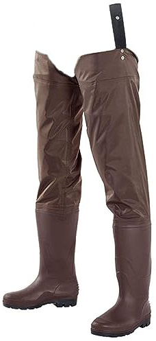 Stivali A Coscia da Pesca Pantaloni da Wading in Nylon Leggeri e Traspiranti con Stivali Oxford, for Pesca/esplorazione/Caccia all'aperto (Color : Brown, Size : 46 EU)