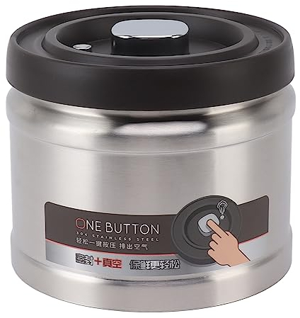 Récipient de Stockage Hermétique, Boîte à café Scellée Sous Vide en Acier Inoxydable Type de Presse Récipient de Stockage Hermétique des Aliments pour (1100ML Acier Inoxydable