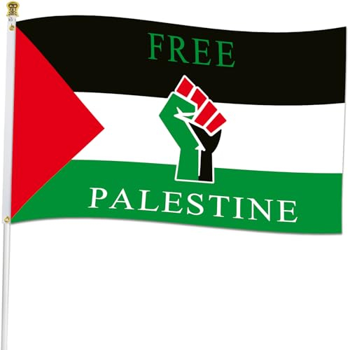 Drapeau palestinien gratuit de 90 x 150 cm, en polyester 100D avec œillets en laiton, support Palestine Save Gaza, cadeau islamique extérieur et intérieur à suspendre