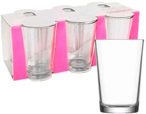 ACAN Tradineur - Caja de 6 vasos Modelo Lara - Capacidad de 205 ML - Fabricado en Vidrio Resistente - Apto para lavavajillas - Tamaño aprox: diámetro 6,5 x 10 cm - 6 Uds Total.