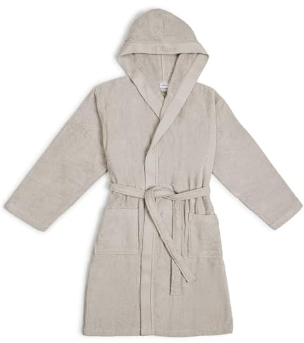 s.Oliver Bademantel unisex XL - XXL - 100% Baumwolle, weich & anschmiegsam, praktische Kapuze & 2 Taschen, beige
