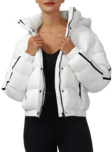 Pioneer Camp, Giacca invernale da donna, Puffer 3/4 Jack, Giacca a mezza lunghezza, Giacca corta idrorepellente con cappuccio in piuma, bianco, S