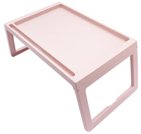 vinnyooc 4 st sängbricka, bord, frukostbricka, vikbar bricka, bordsbricka, serveringstabletter, skottskrivbord, laptopbord med vikbara ben för sängar, soffor, picknick (rosa)