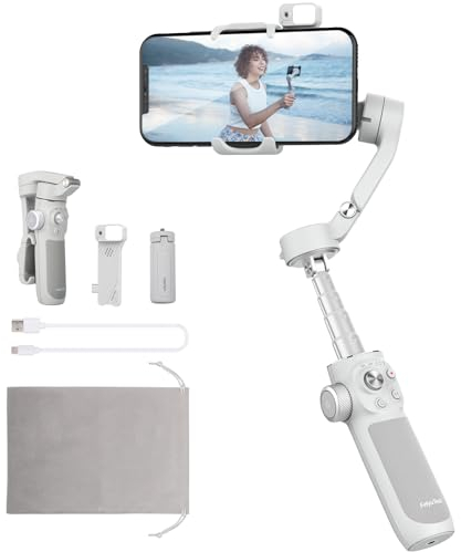 FeiyuTech [Oficial] Kit VB4 – Gimbal con Seguimiento AI, Estabilizador para Móvil Compatible con iPhone 16/15 y Samsung S23, con Barra Extensible y Módulo de Luz, Ideal para Vlogs y TikTok