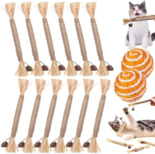 NylaTails, Silvervine, bastoncini da masticare per gatti, bastoncini da masticare per gatti, bastoncini da masticare per gatti, per la pulizia dei denti dei gattini, aumenta l'appetito, giocattolo