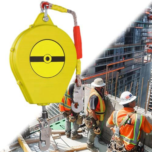 Höhensicherungsgerät Absturzsicherung 3-20 Meter, Absturzsicherung Einziehbar für Dachdecker, Fallschutz Auffanggerät mit Doppelte Verriegelungsstruktur für Höhenarbeiten (10 Meter)