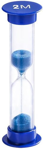 SuLiao 2 Minute Sand Timer for Kids,Blue Plastic Hourglass Sand Clock 2 Min,Unbreakable Acrylic Sand Watch with Protective Cover for Games, Classroom, Brushing Toothbrush,Cooking,Home