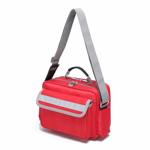 Lyirfan Borsa medica traumatologica, kit di sopravvivenza di emergenza con scomparti etichettati con tracolla, borsa di pronto soccorso per paramedici e forniture mediche di emergenza., Rosso