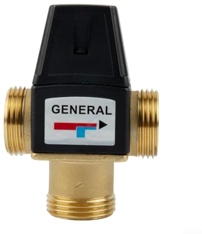 3 Wege Thermostat-Mischbatterie mit Verbrühschutz, Warmwasser und Fußbodenheizung geeignet, Außengewinde DN20 DN25 (DN25)